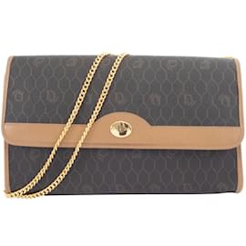 Christian Dior-Christian Dior Honeycomb Chain Shoulder Bag-Dark brown