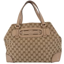 Gucci-Gucci GG Canvas Horsebit Tote Bag-Beige