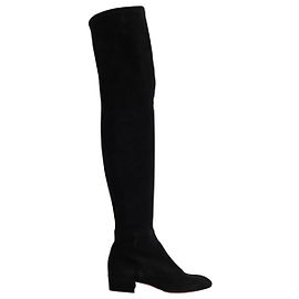Santoni Black leather boots Black