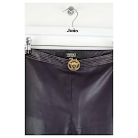 Versace-Straight leather pants-Purple