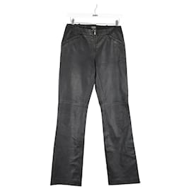 Versace-Straight leather pants-Black
