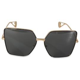 Gucci-Gucci Gold Metal Oversized Square Frame Sunglasses-Other