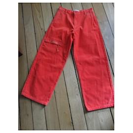 Jc De Castelbajac-7/8 pants, orange cotton velvet, size 34.-Orange