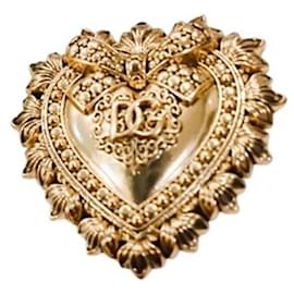 Dolce & Gabbana-Wonderful DOLCE & GABBANA brooch from the 'Devotion' collection with Sacred Heart-Golden