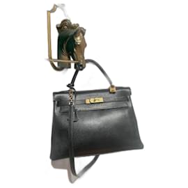 Hermès-Handbags-Black,Gold hardware