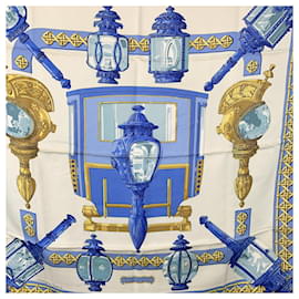 Hermès-Hermes Paris Vintage Silk Scarf 1971 Feux de Route Caty Latham-Blue
