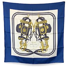 Hermès-Hermes Paris Vintage Silk Scarf 1957 Brides de Gala Hugo Grygkar-Blue