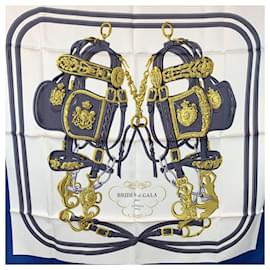 Hermès-Hermes Paris Vintage Silk Scarf 1957 Brides de Gala Hugo Grygkar-Blue