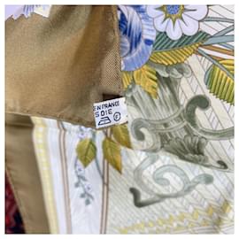 Hermès-Hermes Vintage Silk Scarf Jeux de Paille 1984 De La Perriere-Beige
