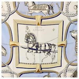 Hermès-Hermes Vintage Blue Silk Grand Apparat Scarf 1962 Jacques Eudel-Blue