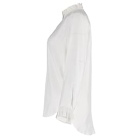 Sandro- Sandro Paris Ruffled Shirt in White Silk-White