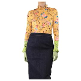 Autre Marque-Yellow floral mock neck top - size S-Other