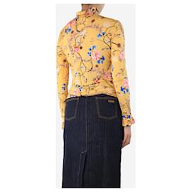 Autre Marque-Yellow floral mock neck top - size S-Other