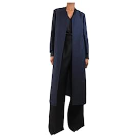 Autre Marque-Navy blue tonal striped lightweight coat - size UK 6-Blue