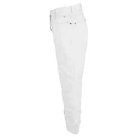 Balmain- Balmain Logo-Plaque Cropped Jeans in White Cotton-White,Cream