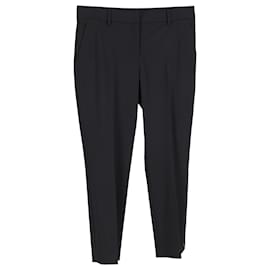 Theory- Theory Straight-Leg Trousers in Black Linen-Black