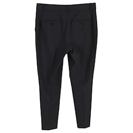 Theory- Theory Straight-Leg Trousers in Black Linen-Black