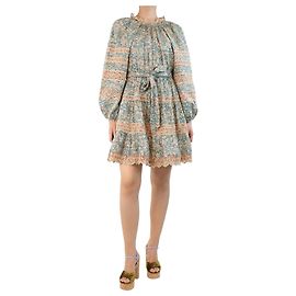 Ulla Johnson Vestido midi con cinturón floral - talla UK 8 Verde