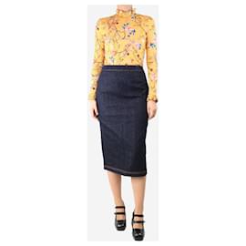 Fendi-Indigo denim midi skirt - size UK 10-Blue