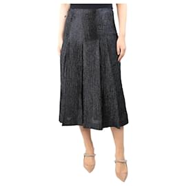 Fendi-Black lurex pleated midi skirt - size UK 10-Black