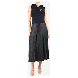 Fendi-Black lurex pleated midi skirt - size UK 10-Black