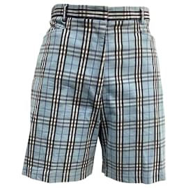 Burberry-Burberry Golf Plaid Bermuda Shorts in Blue Cotton-Blue