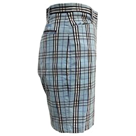 Burberry-Burberry Golf Plaid Bermuda Shorts in Blue Cotton-Blue