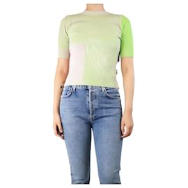 Autre Marque-Two tone ribbed short sleeve top - size S-Green