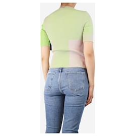 Autre Marque-Two tone ribbed short sleeve top - size S-Green