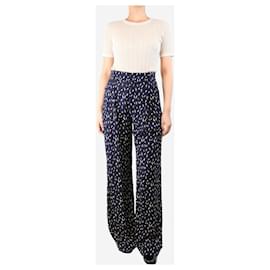 Chloé-Navy blue pleated trousers - size UK 10-Blue