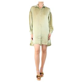 Autre Marque Robe chemise en soie vert olive - taille S Vert