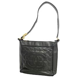 Chanel-Chanel Black Lambskin Shoulder Bag-Black
