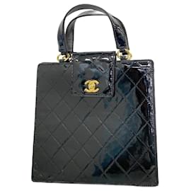 Chanel-Chanel Black Patent Leather Handbag-Black