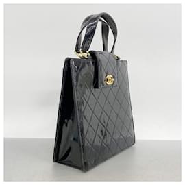 Chanel-Chanel Black Patent Leather Handbag-Black
