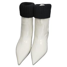 Dior Beat Kitten Stiefeletten Lackleder Weiß Weiß