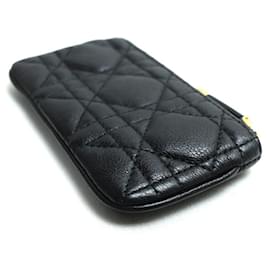 Christian Dior-Christian Dior Cannage Coin Case in Black-Black