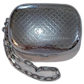 Vintage Paco Rabanne Silver Clutch Bag with Hand Chain Strap Silver hardware
