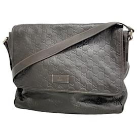 Gucci-Bolsa de ombro de couro marrom escuro Gucci-Castanho escuro