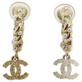 Chanel-Chanel Clip Earrings in Champagne Gold and Pink-Pink,Golden