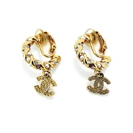 Chanel-Chanel Clip Earrings in Champagne Gold and Pink-Pink,Golden