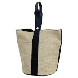 Hermès-Sac à main Hermes Saxo MM Toile H Noir-Noir
