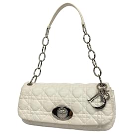 Christian Dior-Christian Dior White Leather Shoulder Bag-White