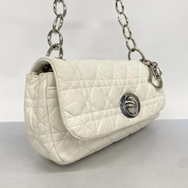 Christian Dior-Christian Dior White Leather Shoulder Bag-White