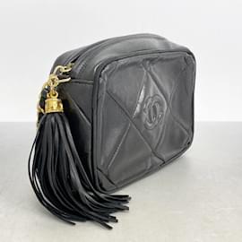 Chanel-Chanel Black Lambskin Shoulder Bag-Black