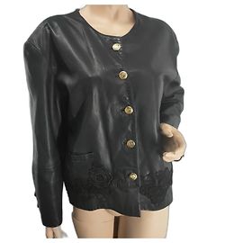 Vintage oversized custom leather jacket Black