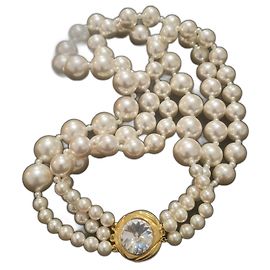 Vintage Perlen Schmuck Halskette Weiß