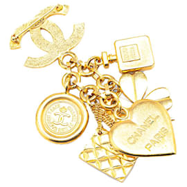 Chanel-Chanel Gold Gold Plated CC Iconic Lucky Charms Brooch-Golden