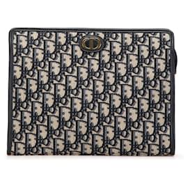 Dior-Dior Blue Oblique Canvas 30 Montaigne Pouch-Blue