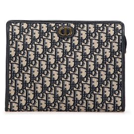 Pochette Dior en toile bleue oblique 30 Montaigne Bleu