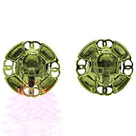 Chanel-Chanel Gold Gold Plated CC Faux Pearl Clip on Earrings-White,Golden